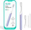 Quip Sonic Electric Toothbrush for Adults - Time Travel & Soft Bristles with Travel Case & Replacement Brush Head - 3 Month Battery Life, Plastic Handle- Lavender
