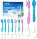 10Pack Disposable Toothbrushes with Toothpaste 5-in-1 Mini Travel Toothbrush with Tongue Scraper + Floss + Pick Individually Wrapped Prepasted Portable On The Go Toothbrush for Work Travel, 4 Flavors