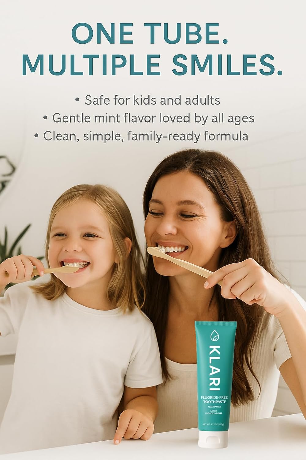 KLARI Niacinamide Whitening Toothpaste – Fluoride-Free with Micro Hydroxyapatite – Helps Brighten Your Smile – 4.23 oz