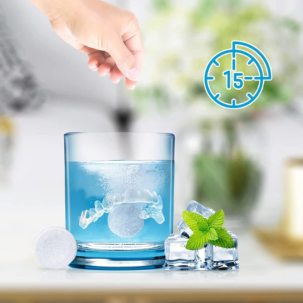 Y-Kelin Retainer and Denture Cleaner 120 Tablets for 4 Months Removes Stains Plaque Odors for Dentures Retainers Mouth Guard and Removable Dental Appliances (120 PCS, Mint)