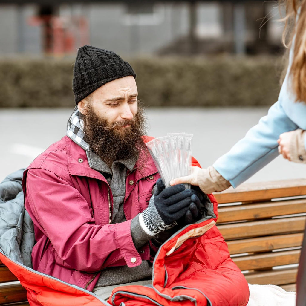 Tioncy 200 Pack Prepasted Disposable Toothbrushes Individual Wrapped Toothbrushes Soft Bristle Travel Toothbrush Single Use Wrapped for Hotel, Camp, Travel and Gift for The Homeless (White)