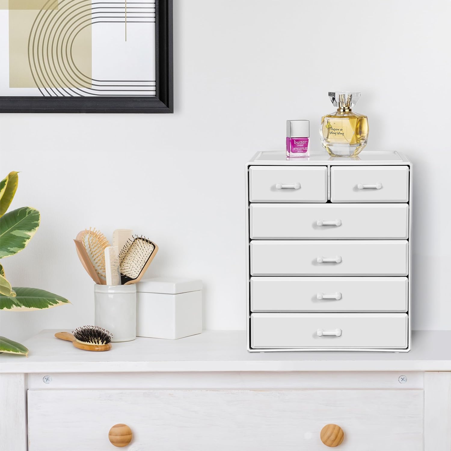 Sorbus Acrylic Makeup Organizer - Organization and Storage Case for Cosmetics Make Up & Jewelry - Large Makeup Organizer for Vanity, Bathroom, College Dorm, Closet, Desk (4 Large, 2 Small Drawers)