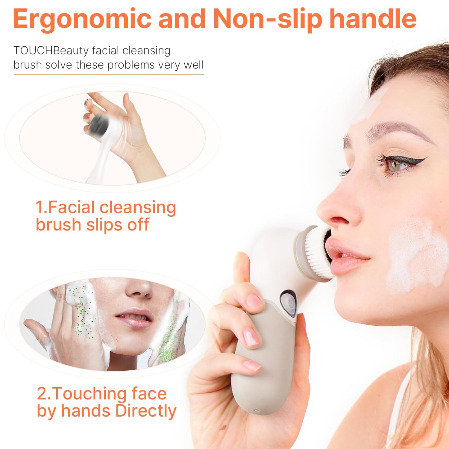 Face Scrubber with 3 Brush Heads & 2 Speeds - Deep Cleaning, Exfoliating, and Massaging for All Skin Types - Facial Cleansing Brush Includes Silicone Head, Travel Case & Free-Plastic Packaging