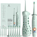 2-1 Kids Oral Clean Kit- Water Dental flosser & Electric Toothbrush Combo for Kids-Brushing & Flossing-Safe & Effective -Cute Giraffe and Monkey Theme