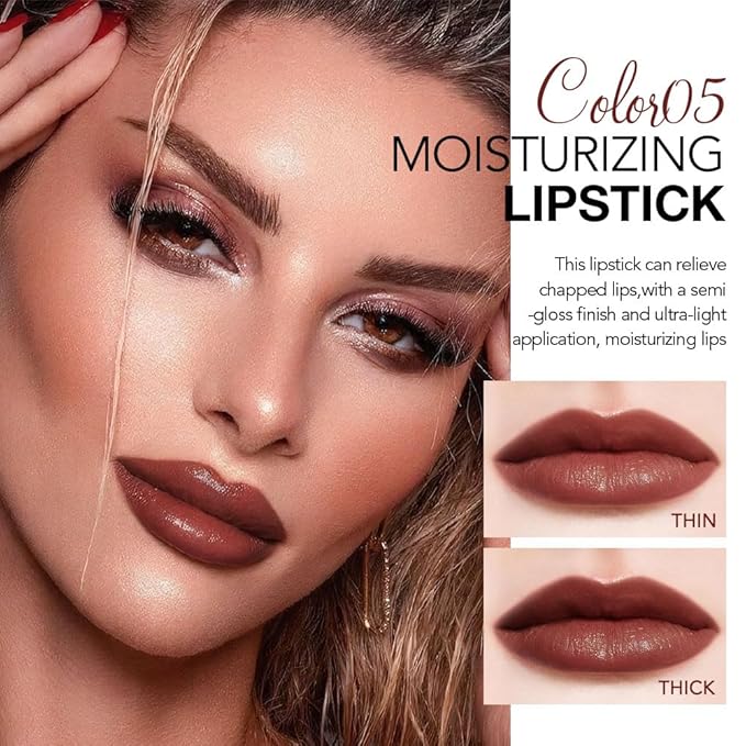 Tinted Lip Balm Moisturizing Lipstick, Deep Cherry Brown Hydrating Lipstick for Women, 24 Hour Long Lasting Moisturization Lip Gloss Stain Makeup, Lightweight Non Greasy Moisturizer Lips, 05
