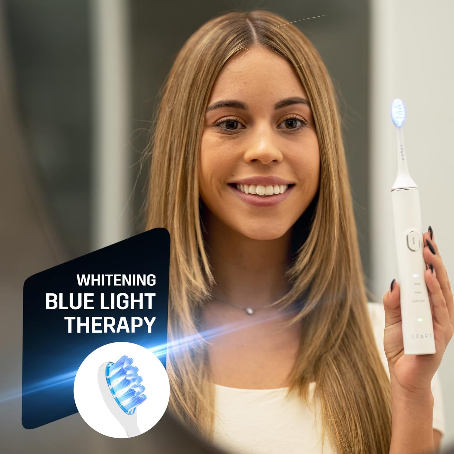 Toothbrush Replacement Heads, Brush Heads with Blue Light Therapy for Gum Care, Replacement Brush Heads, White, 1 Pack…