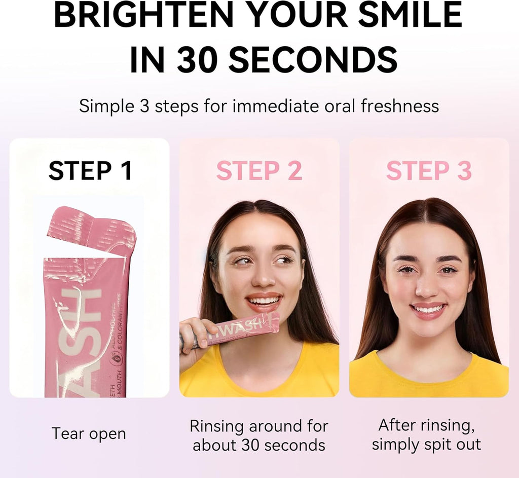 Travel Size Mouthwash, Peach Oolong Flavor, Alcohol-Free, 20-Pack Portable Packets, 0.5 Fl Oz Each, Long-Lasting Freshness (20)