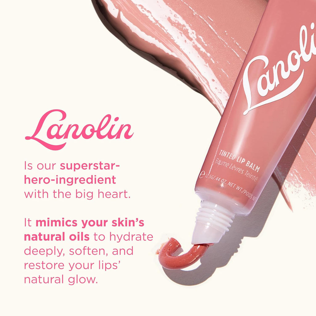 Lanolips Tinted Lip Balm - Moisturizing, Color-Tinted Balm with Lanolin & Vitamin E for Dull, Dry, Cracked Lips, Perfect Nude (12.5g / 0.44oz)