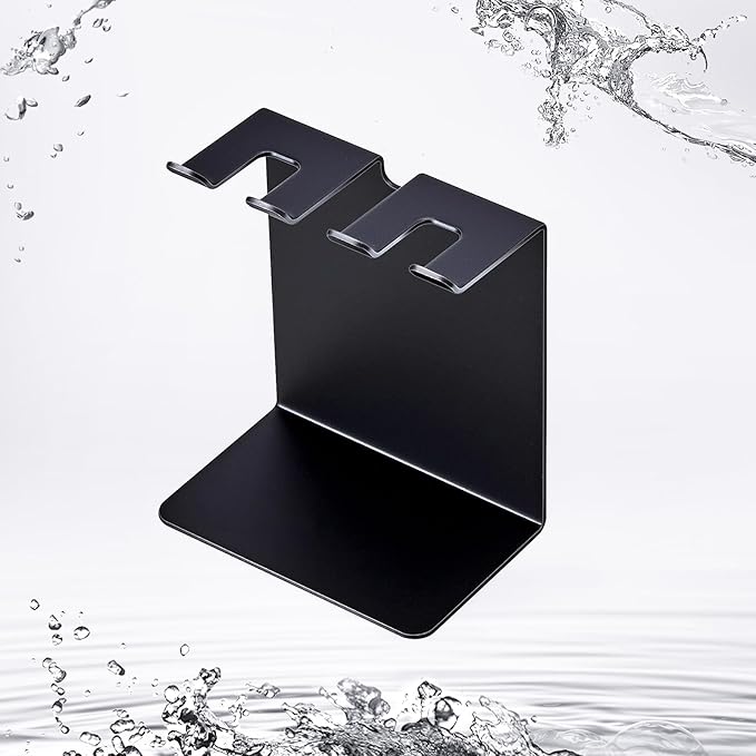 Electric Toothbrush Head Holder, Tooth Brushing Holder, Wall Mounted Toothbrush Holders Shower Bathroom, Self Adhesive or Desktop Tooth Brush Holder Organiser (Black, Small)