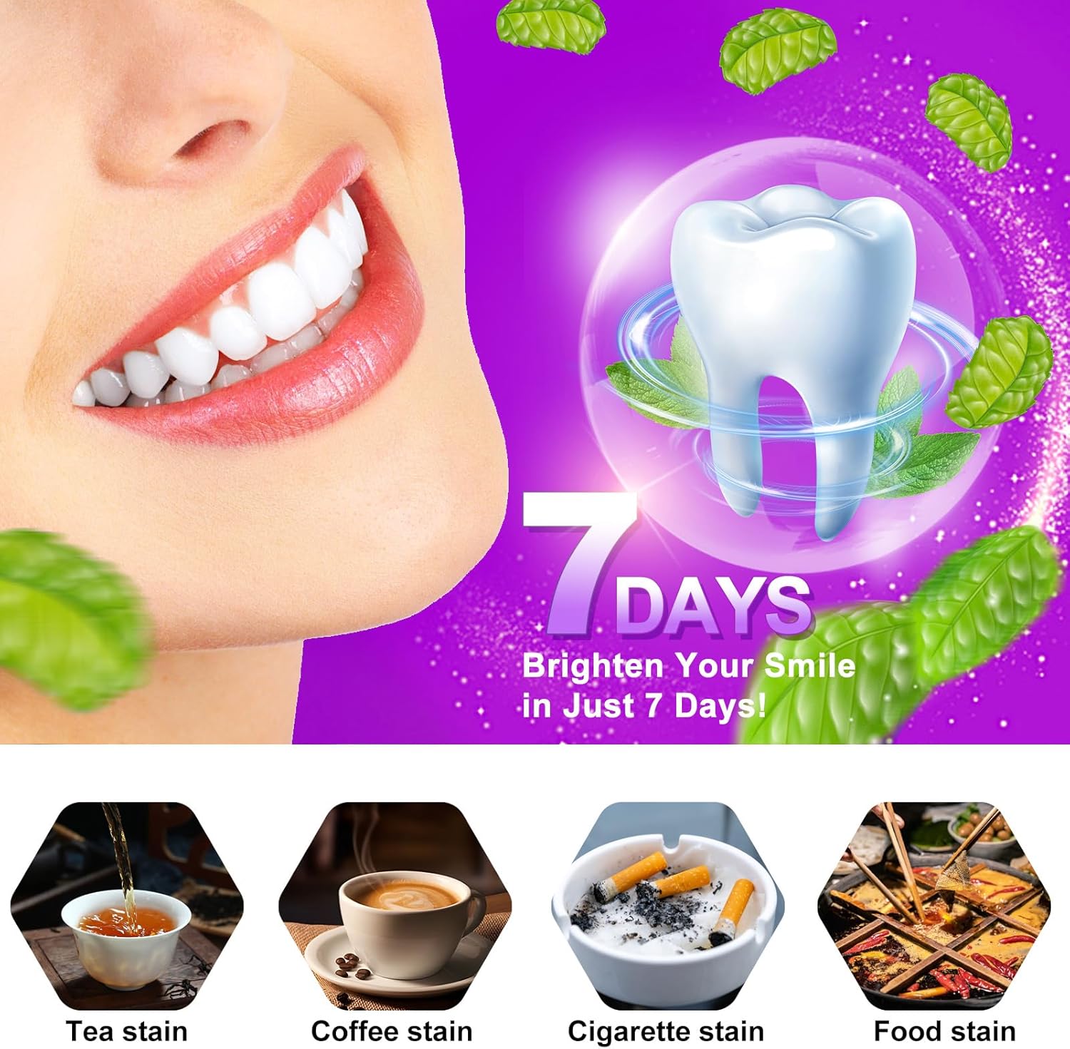 Teeth Whitening Strips,7-Day whitening Strips,Sensitive Teeth Whitener,Enamel Safe for Whiter Teeth,Deep Stains Removal,nstant Teeth Whitening Without The Harm (14pcs)