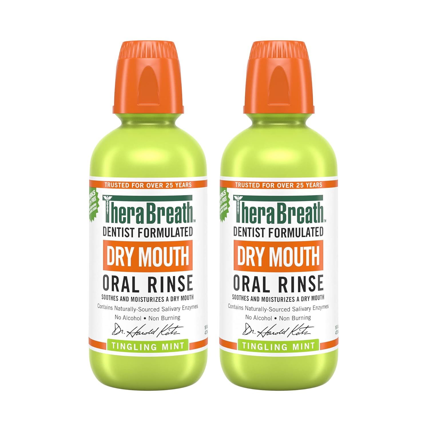 TheraBreath Dry Mouth Oral Rinse, Tingling Mint, Dentist Formulated, 16 Fl Oz (2-Pack) & Dry Mouth Lozenges with ZINC, Tart Berry Flavor, 100 Lozenges