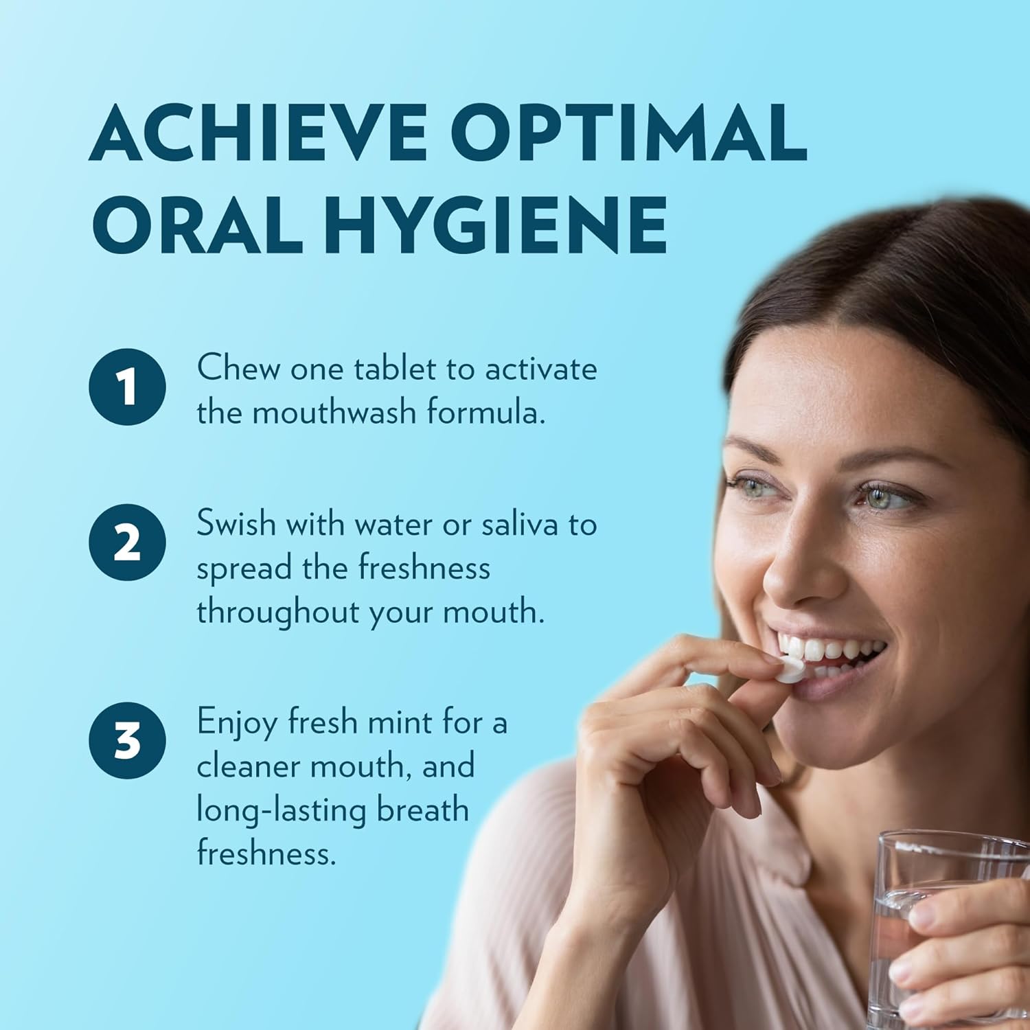 ECOFAM Peppermint Mouthwash Tablets - Chewable Tablet for Fresh Breath Fluoride Free Alcohol Free Travel Size Mouthwash - 90 Tablets