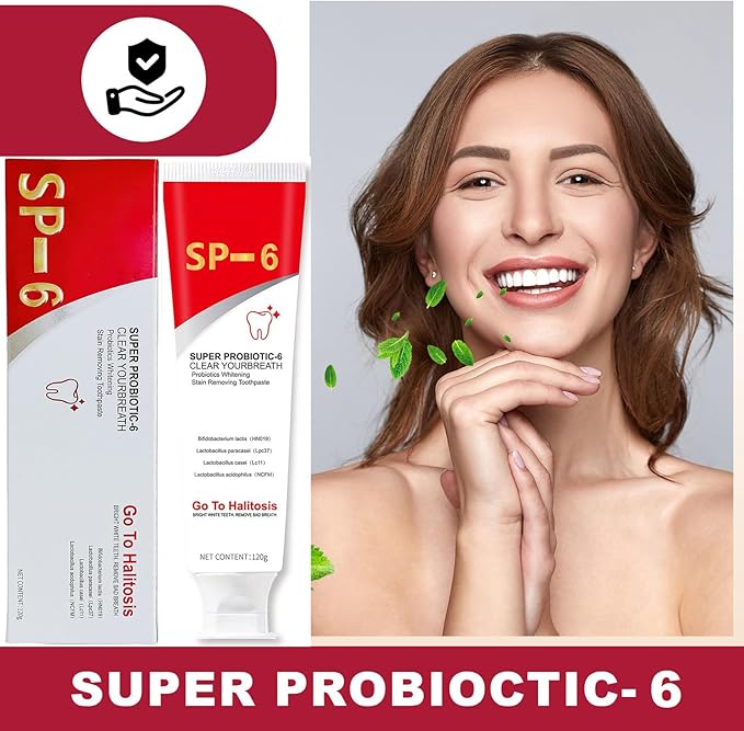 SP-6 Probiotics Whitening Toothpaste, with Probiotics Deep Cleaning Oral Care Removing Teeth Stain & Retain Fresh Breath.