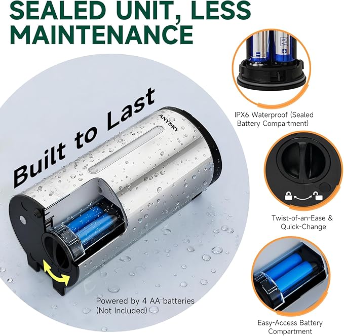 Polished Stainless Steel Automatic Soap Dispenser, Wall-Mounted 25oz Large Capacity for Bathrooms Garages and Workshops