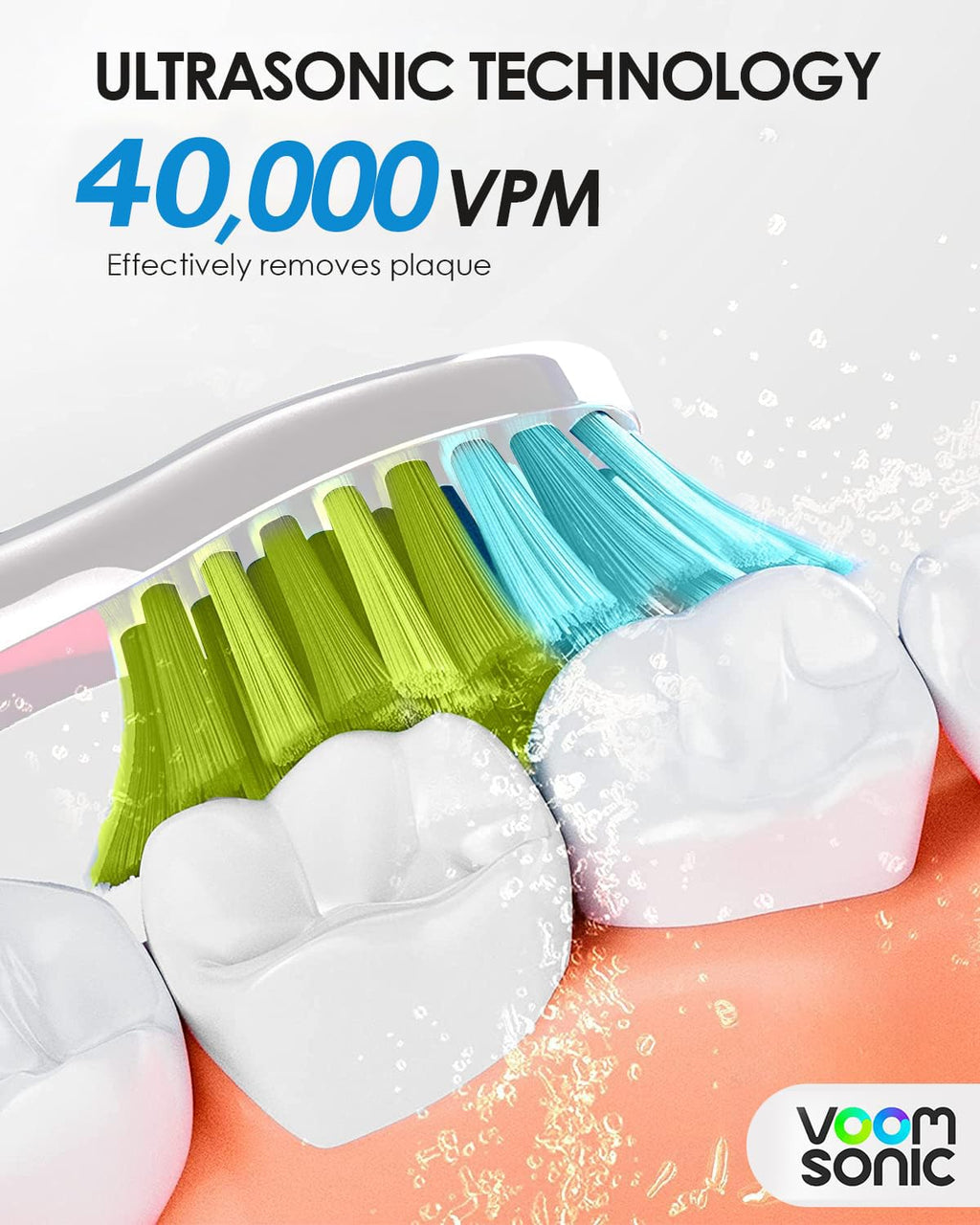Voom Sonic Pro 3 Rechargeable Electric Toothbrush With Soft Dupont Nylon Bristles Dentist Recommended Portable Oral Care 2-Minute Timer 3 Adjustable Speeds Light Weight Design - White