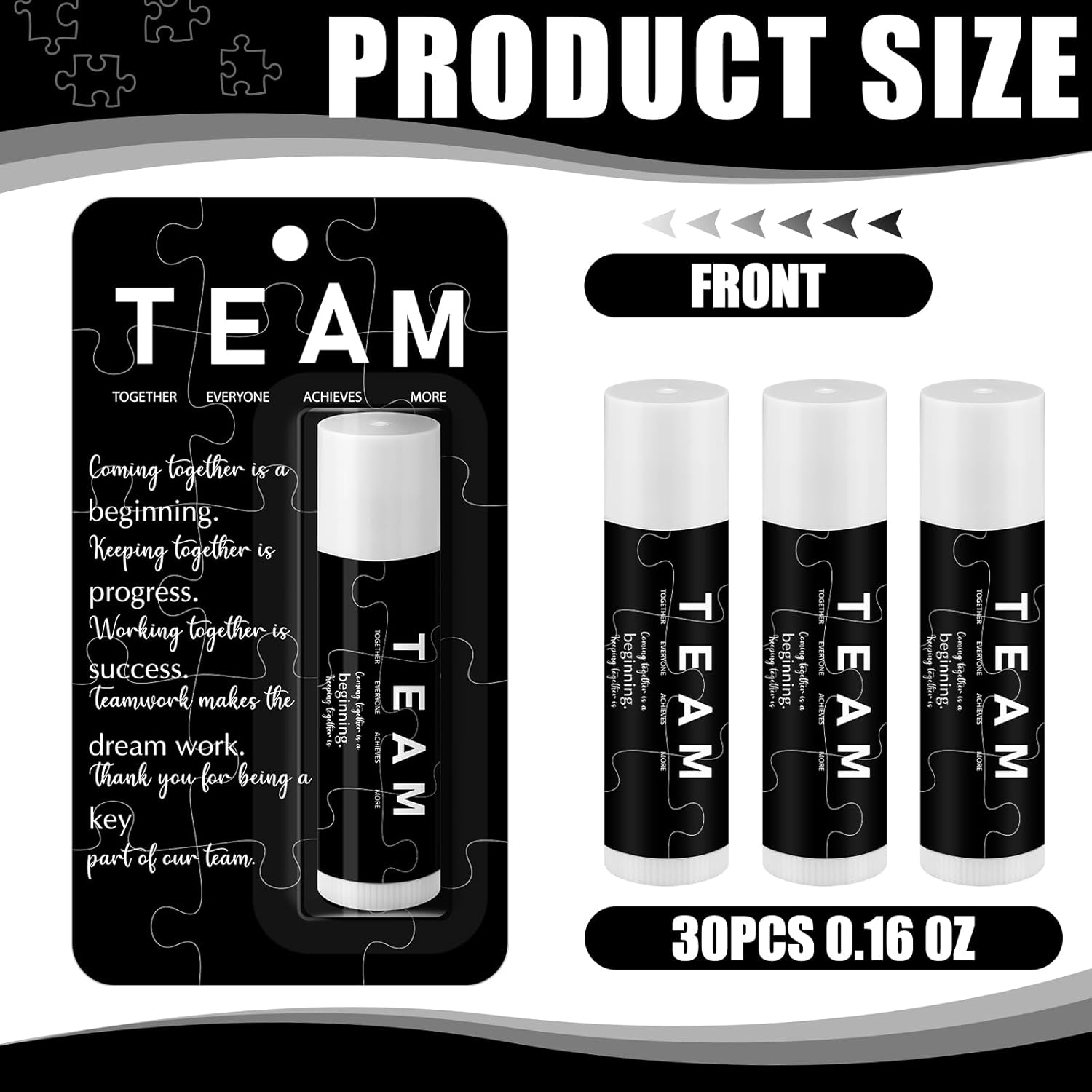 30 Pack Christmas Employee Appreciation Gift Lip Balms Bulk Staff Teacher Team Volunteer Thank You Gift Thanksgiving Christmas Appreciation Party Favor for Women Men(Team,Black)