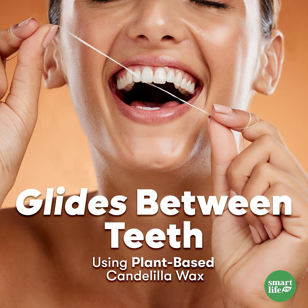 Vegan Bamboo Silk Floss - Pure Plastic Free Woven Dental Floss Thread | Zero Waste Eco-Friendly Oral Care | Natural PFA Free String for Adults & Kids Tight Teeth | Soft Easy Glide - Unflavored 55yds