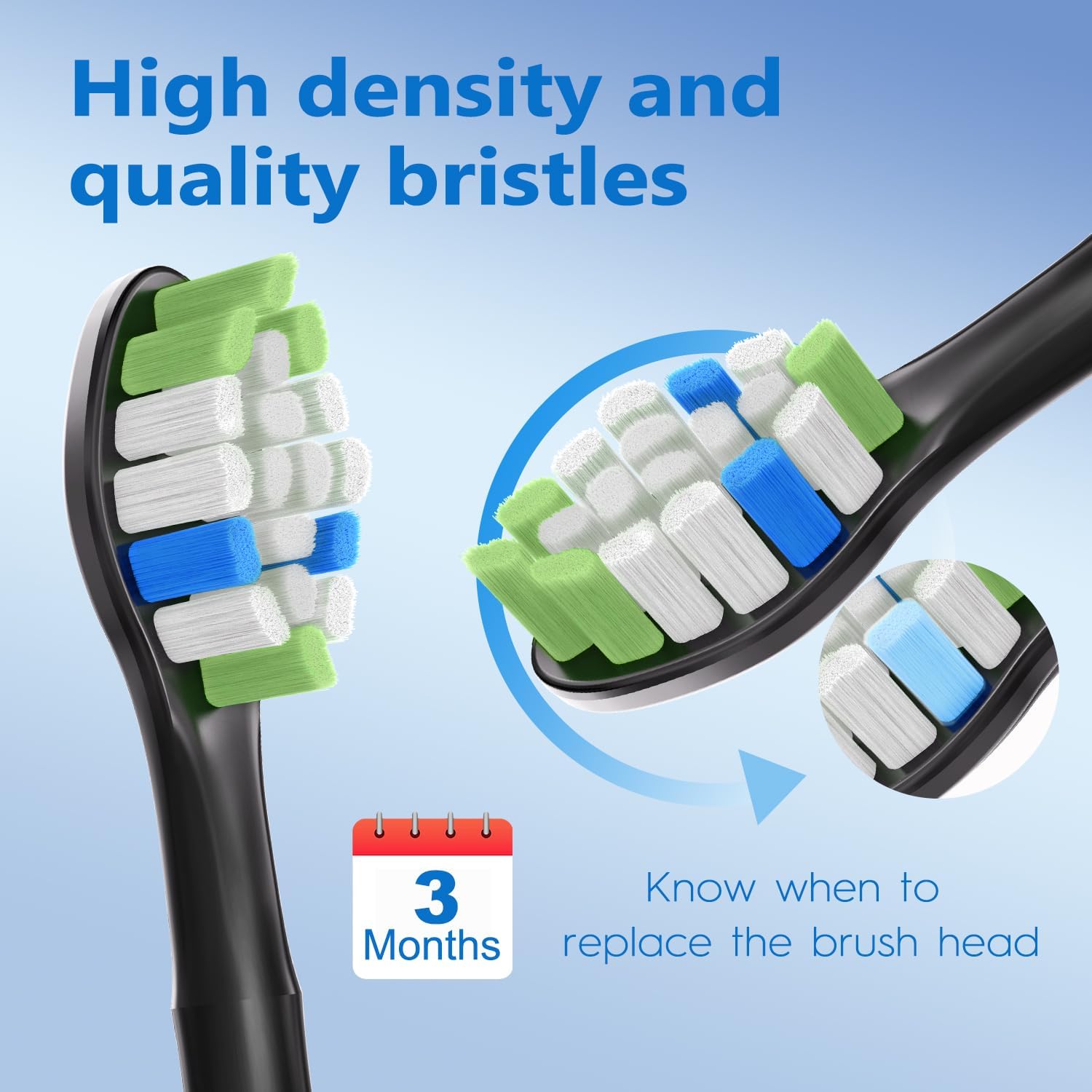 Replacement Brush Heads Compatible with Philips Sonicare, Toothbrush Heads for Sonicare ProtectiveClean 4100 5100 5300 6100 Electric Toothbrush, 12 Count Ultimate Care Toothbrush Heads, Black