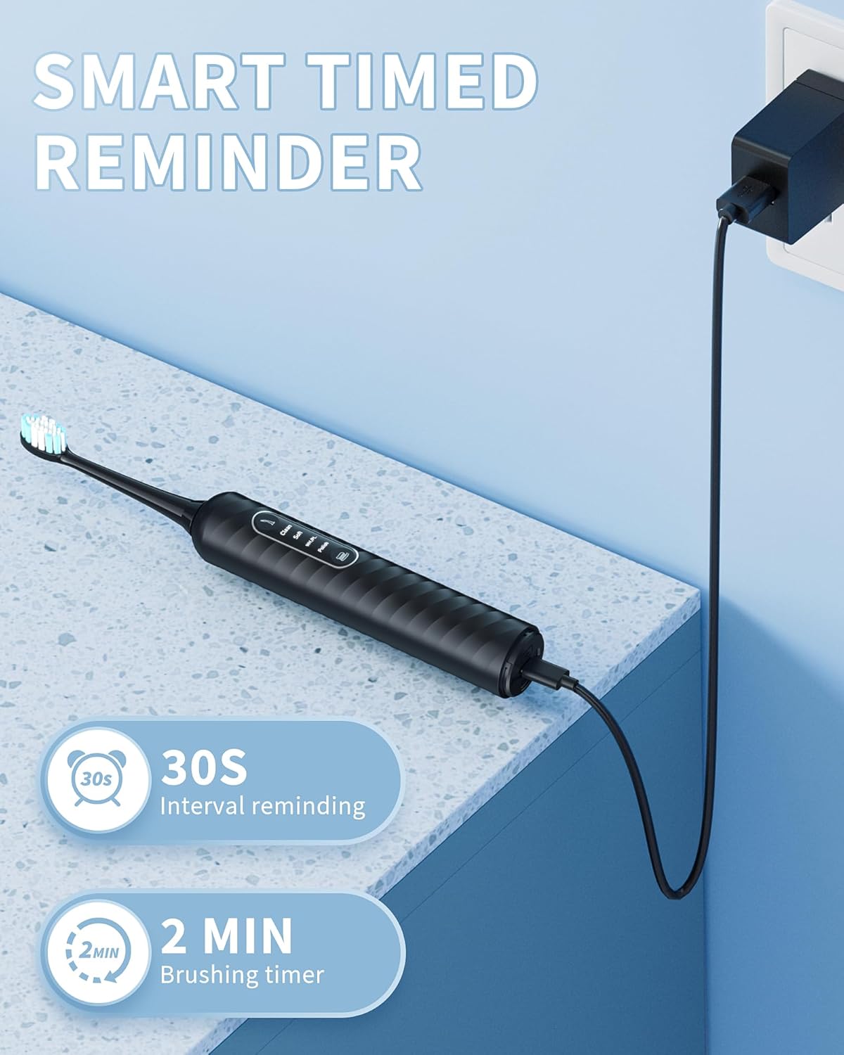 Electric Toothbrush with Water Flosser – 2-in-1 Teeth Cleaning Kit, Electric Toothbrush and flosser Combo，Toothbrush with 3 cleaning modes, Portable water flosser Design for Home & Travel (Black)