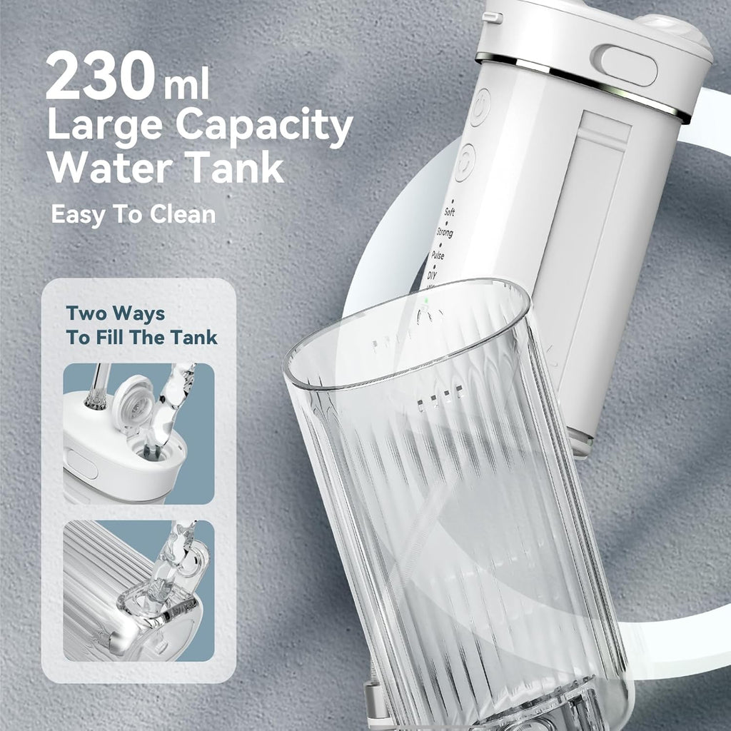 Portable Mini Water Dental Flosser for Teeth Cleaning Travel Oral Irrigator with Telescopic Water Tank,4 Modes IPX7 Waterproof Design - Perfect for Braces, Bridges, and Home & Travel Dental Care