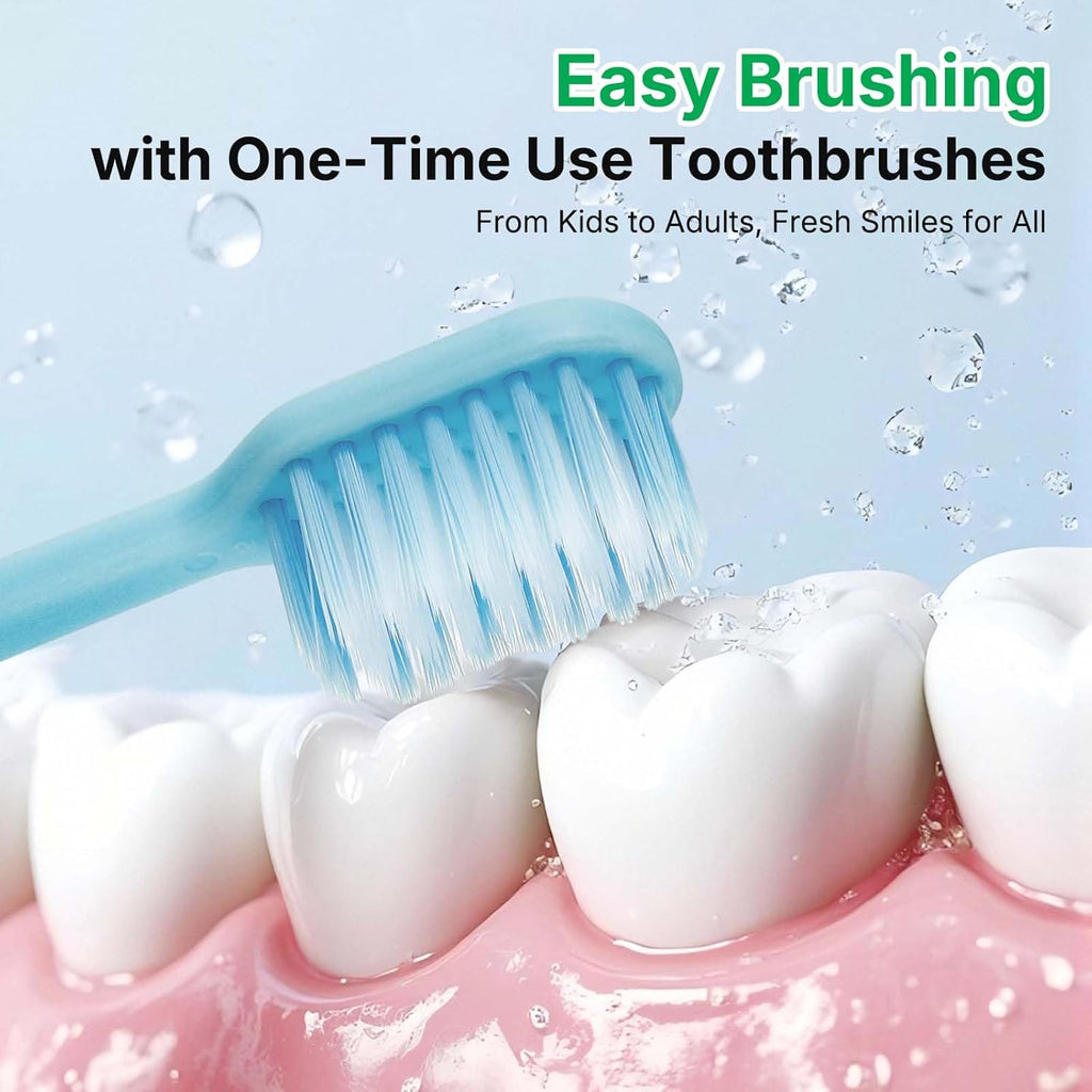 100 Pack Disposable Toothbrushes with Toothpaste, Individually Wrapped Soft Bristle Travel Toothbrush Bulk, Hotel Guest Amenities, Mint 3g Toothpaste Set for Camping, Donation & Oral Care Kit