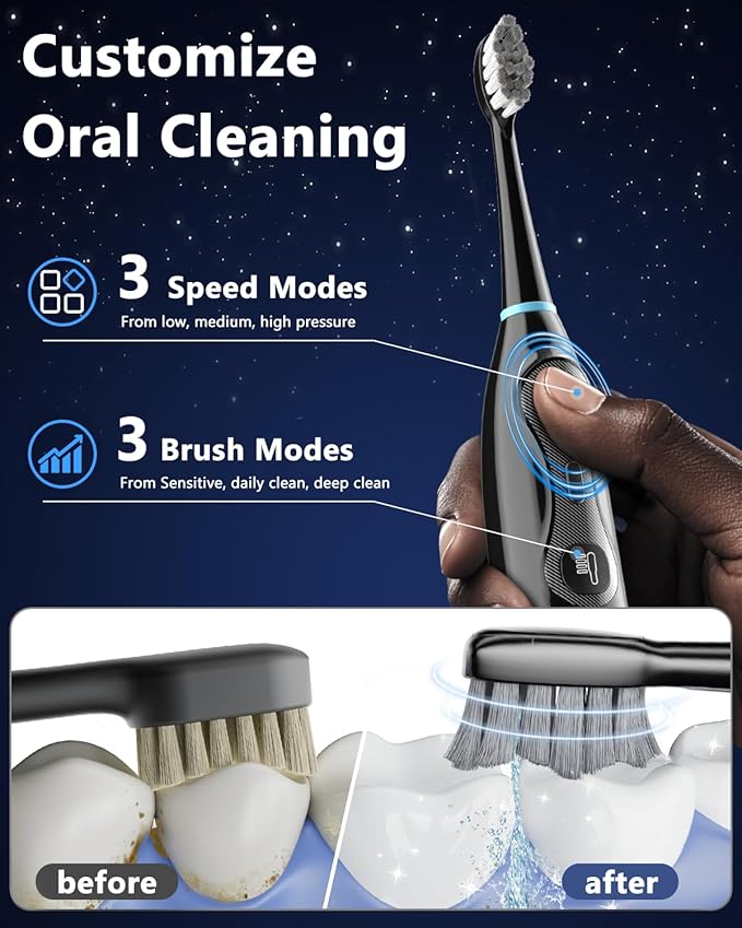 Electric Toothbrush with Water Flosser 3-in-1 Combo, Oscillating & Vibrating Dual Action Flossing Toothbrush, Portable, Clean Plaque& Teeth, 5 Brush Heads, Sonic Electric Toothbrush for Adults