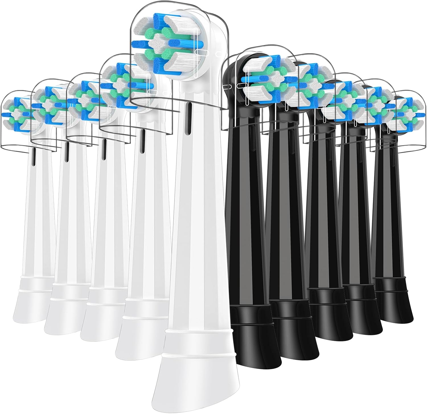 10 Pack Replacement Heads Compatible with Oral B IO 2/3/4/5/6/7/8/9/10/Deep Clean Series Electric Toothbrush, Brush Heads Refill Compatible with Oral B IO for Teeth and Gums Care (Black/White)