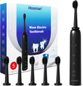 Rooman Oscillation&Vibration Sonic Electric Toothbrush for Adults, with 5 Brush Heads for Travel & Teeth Care, 20000 VPM, 3 Cleaning Modes, 2-Minute Timer, IPX7 Waterproof (Black)