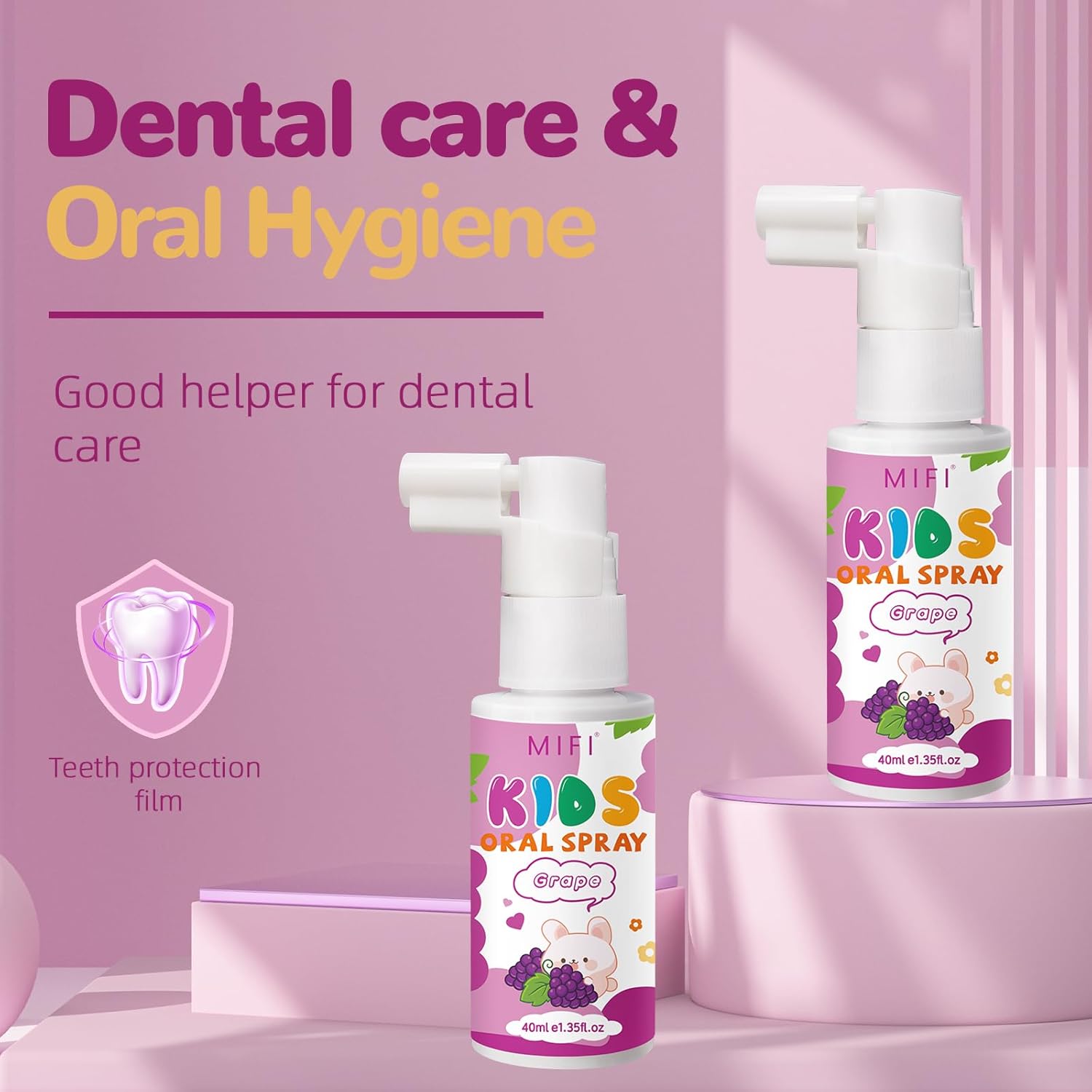 PEGO Kids Oral Spray - Fresh Breath for Children & Toddlers, Fruit-Flavored Oral Care Spray, Easy to Use, Perfect for Home & Travel for Baby's Daily Oral Care (1Pack, Grape)