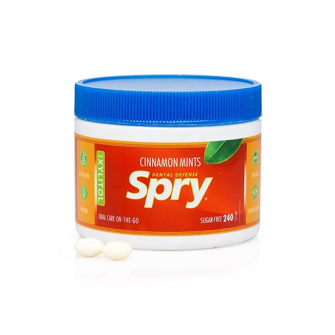 Spry Xylitol Cinnamon Mints Sugar Free Candy - Promote Oral Health, Increase Saliva Production, Stop Bad Breath, Non-GMO, Gluten-Free, 240 Count (Pack of 2)