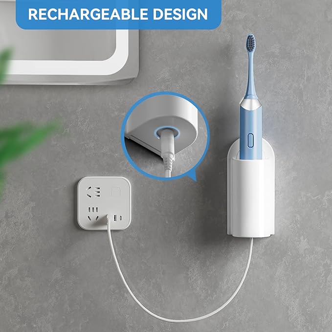 MOPMS Electric Toothbrush Holders, Wall Mounted Tooth Brushing Holder for Bathroom, Self Adhesive Electric Toothbrush Organizer Space Saver