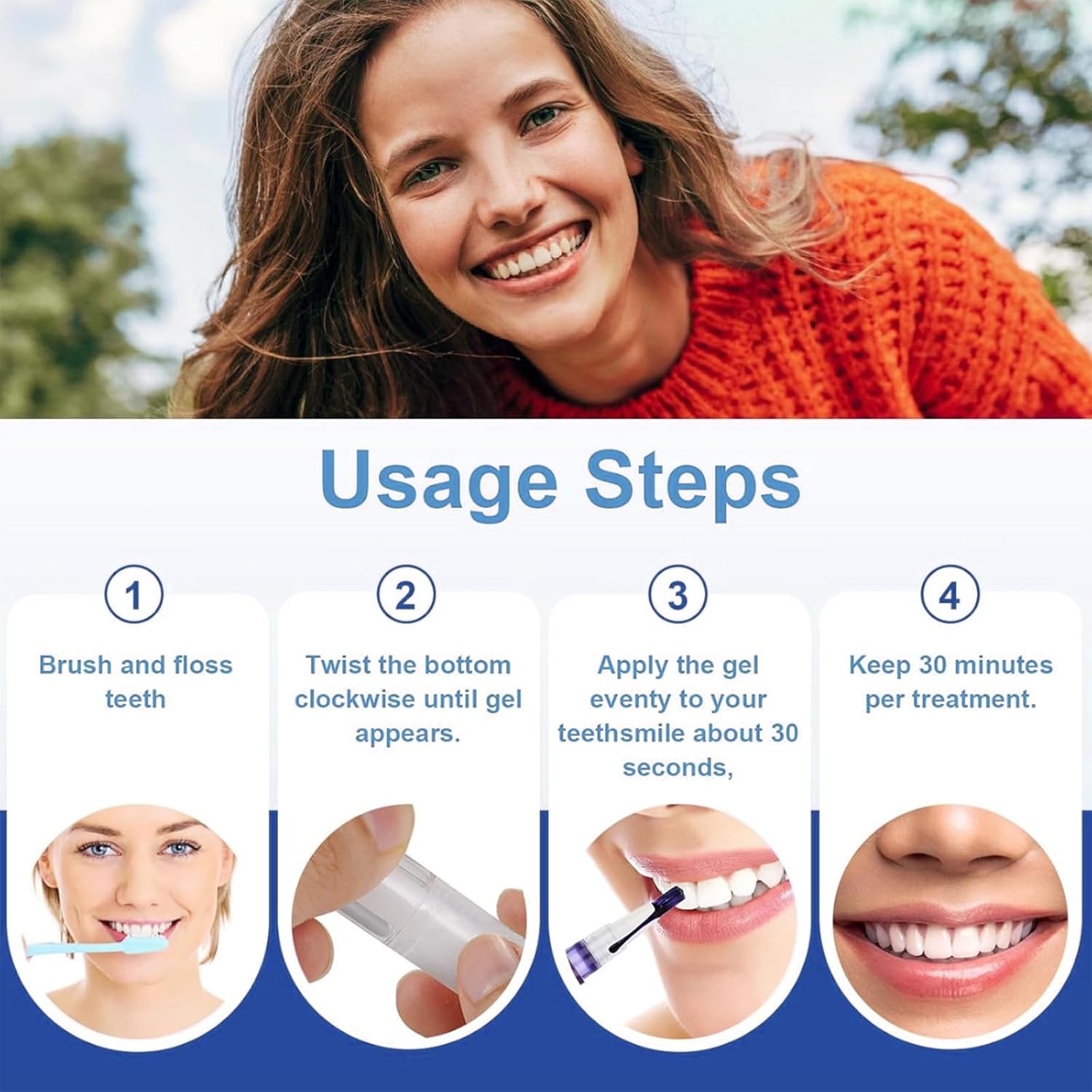 Teeth Whitening Pen - (6 Pack) Professionally Stain Removal Teeth Whitening Gel Formula,No Sensitivity, Enamel Safe, Travel-Friendly Teeth Whitening Gel Pen, Gentle Formula （Transparent）