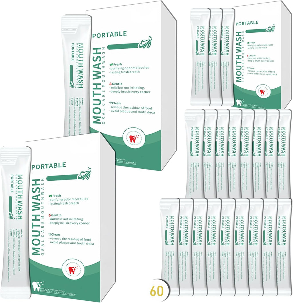 Travel Size Mouthwash,Mini Mouthwash Travel Size Bulk Portable Mouth Wash Set,Individual Small Travel Mouth Wash Packets for Fresh Breath(Pack of 60) A40
