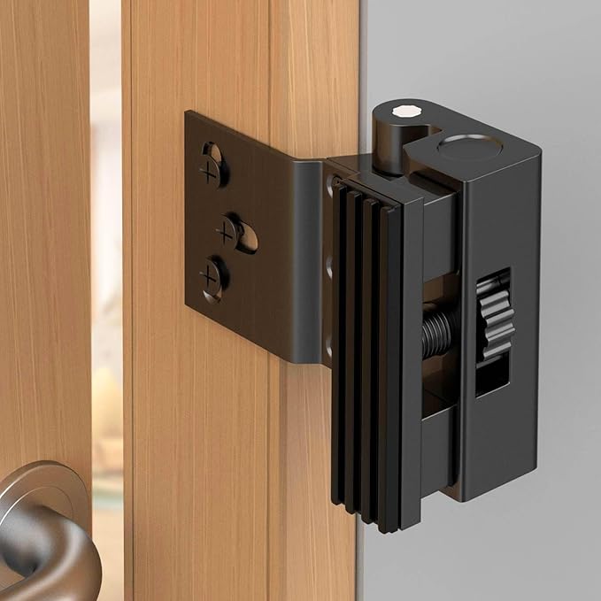 Home Security Door Reinforcement Lock - 800lbs Force Child Proof Flip Lock, Anti-Kick Portable Door Lock for Apartments & Travel, Extra Safety for Inward Swinging Doors from Inside (Black-1set)