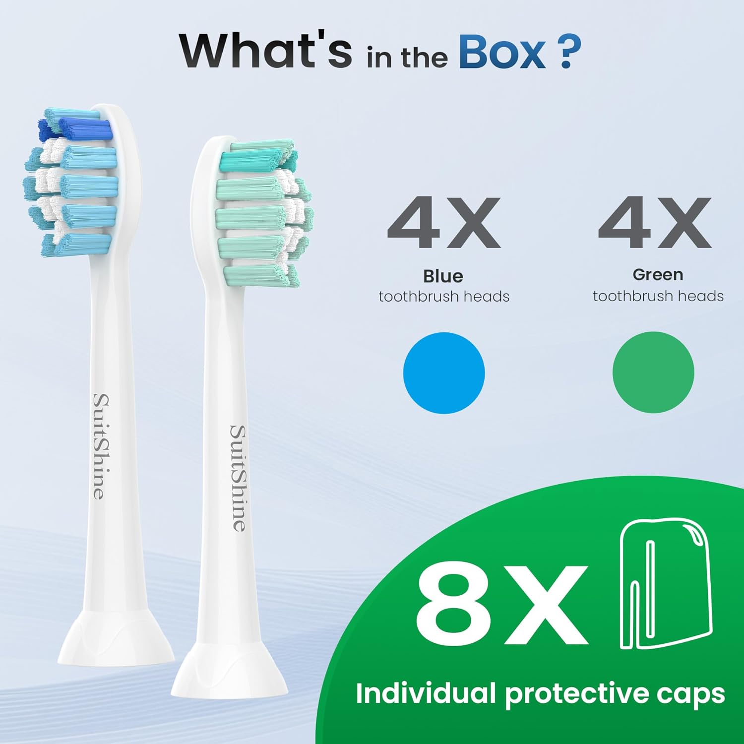 Replacement Toothbrush Heads Compatible with Philips Sonicare and More Click-on Handles 8 Pack Blackwhite