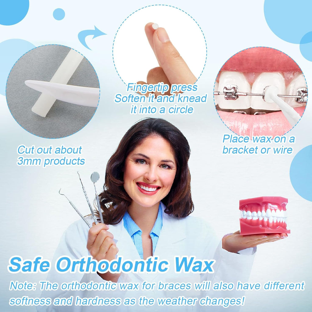 Tondiamo 40 Pack Clear Braces Wax for Teeth Dental Wearer Orthodontic Tooth Wax for Braces and Oral Appliances with Colorful Storage Case and Smell(Original, Mint)