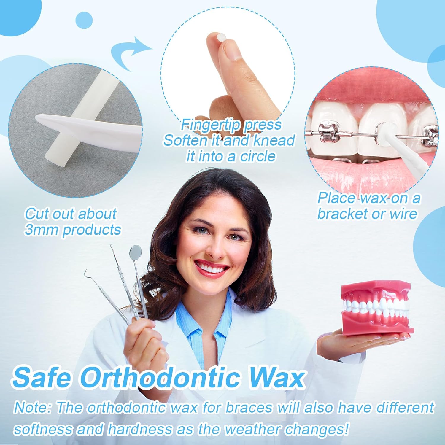 Tondiamo 40 Pack Clear Braces Wax for Teeth Dental Wearer Orthodontic Tooth Wax for Braces and Oral Appliances with Colorful Storage Case and Smell(Original, Mint)