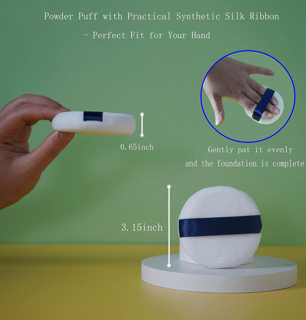 Powder Puff - 3.15 Inch Ultra Soft Washable Velour Makeup Powder Puffs for Face Powder, Setting powder, Body powder, Loose Powder, Other powders