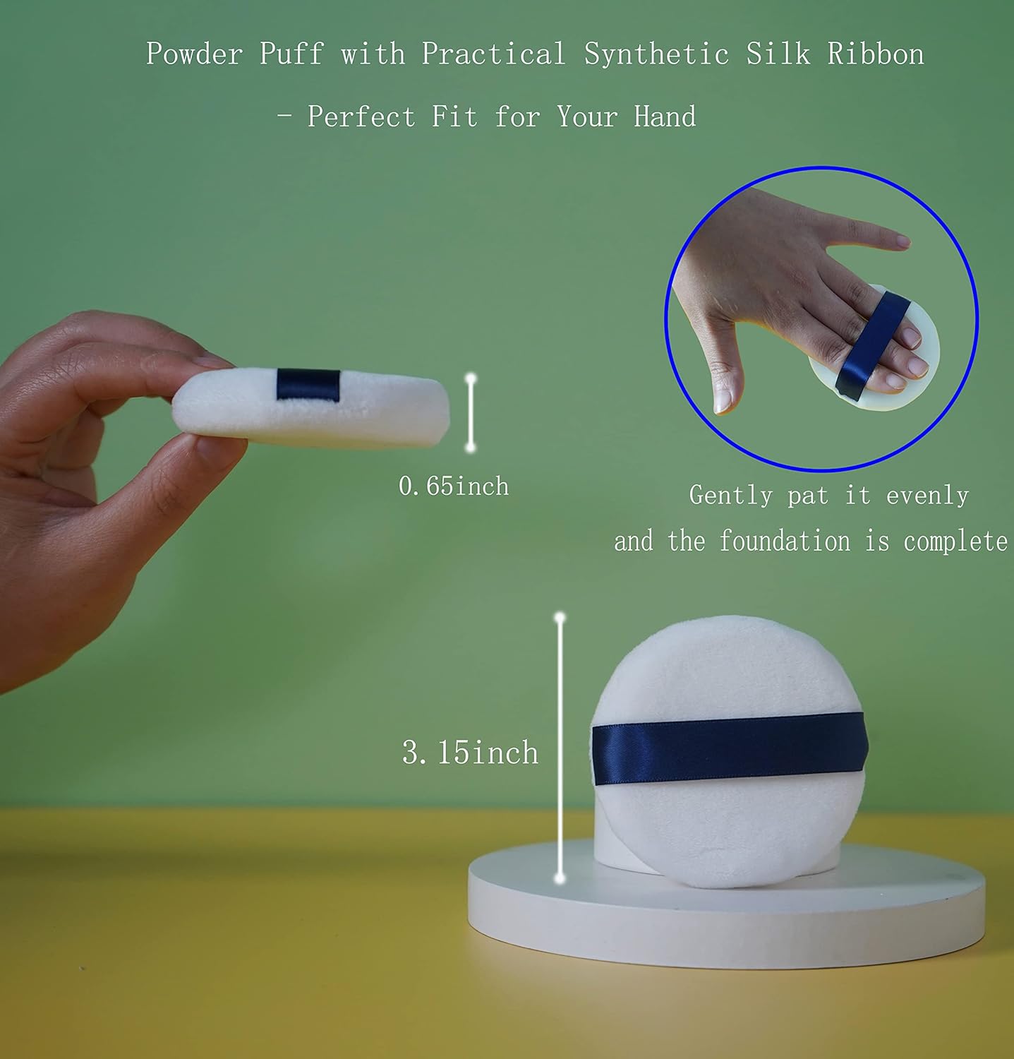 Powder Puff - 3.15 Inch Ultra Soft Washable Velour Makeup Powder Puffs for Face Powder, Setting powder, Body powder, Loose Powder, Other powders