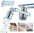 1080°Swivel Filter Faucet Extender Aerator - 8 Pcs Replacement Water Filter, 1080°+360°Rotating Robotic Arm 2 Mode Splash Filter, Solid Brass Faucet Sprayer Universal For Bathroom Kitchen Laundry Sink