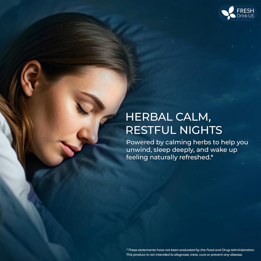 FreshDrinkUS, Premium 55 Tea Bags Better Sleep Herbal Tea | Caffeine-Free Loose Leaf Blend with Spearmint Leaves, Lemongrass Leaves, and Hawthorn Berry – Naturally Refreshing and Aromatic.