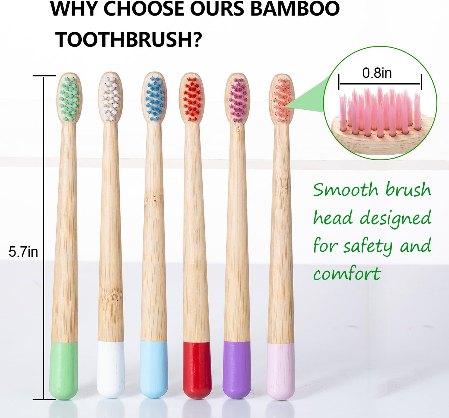 Kids Bamboo Toothbrushes, BPA Free Extra Soft Bristles for Children, Eco-Friendly Natural Bamboo Toddler Toothbrusht, Biodegradable Compostable Tooth Brushes(6 Pack)