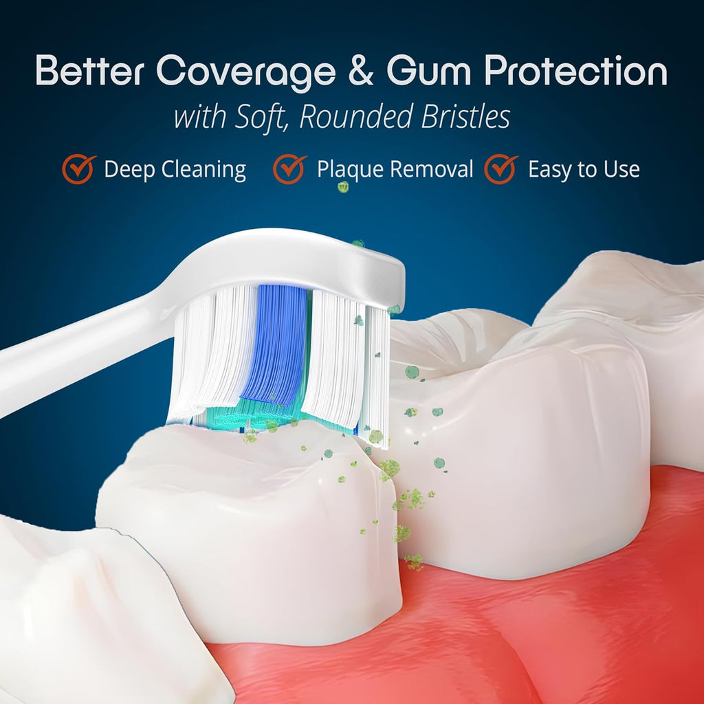 Replacement Toothbrush Heads Compatible with Philip Sonicare Electric Toothbrushes C2, 4100 -Pack of 8 Sonicare Replacement Heads with Soft Dupont Bristles for Deep Cleaning, Gum Care & Plaque Removal