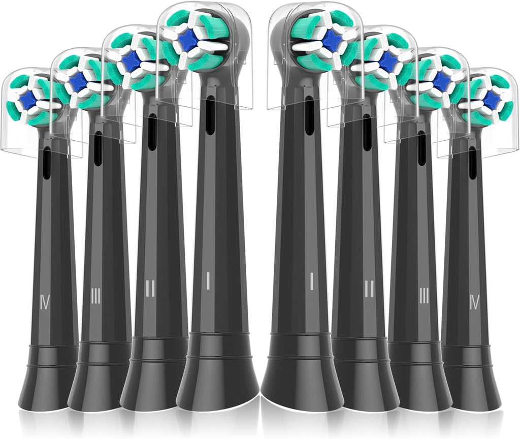 Replacement Heads Compatible with Oral B iO Electric Toothbrush, Soft Toothbrush Heads Fit for Oral-B iO 2/3/4/5/6/7/8/9/10 Series with Covers, Black 8pcs