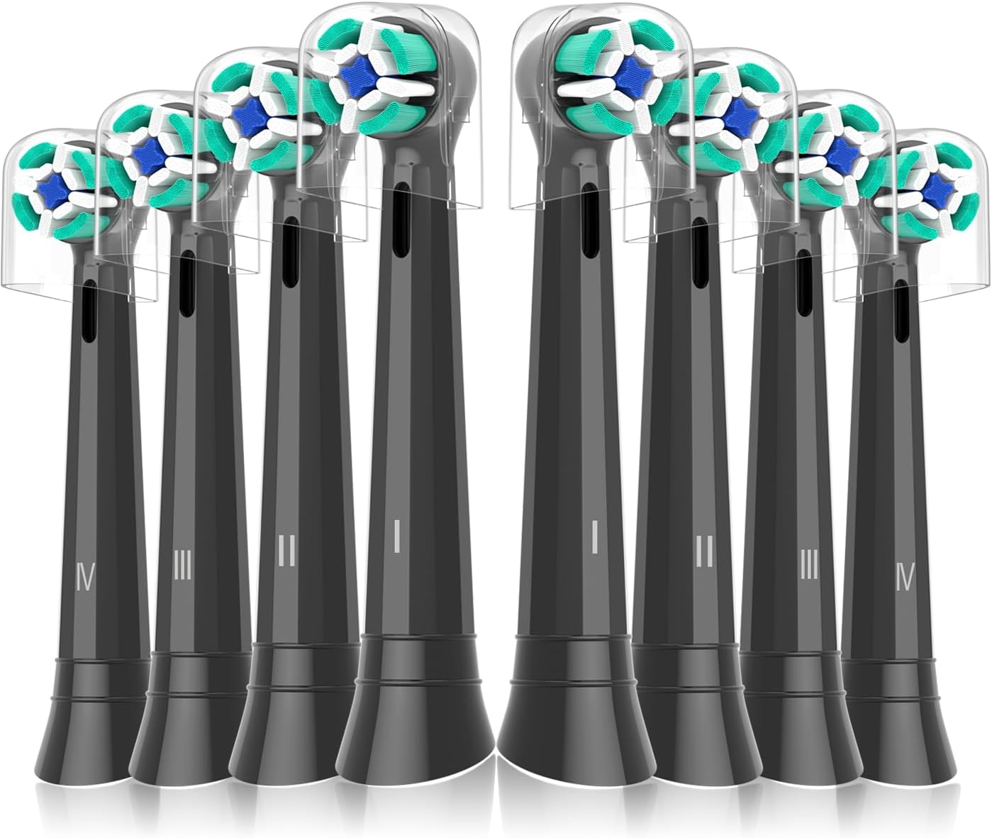 Replacement Heads Compatible with Oral B iO Electric Toothbrush, Soft Toothbrush Heads Fit for Oral-B iO 2/3/4/5/6/7/8/9/10 Series with Covers, Black 8pcs