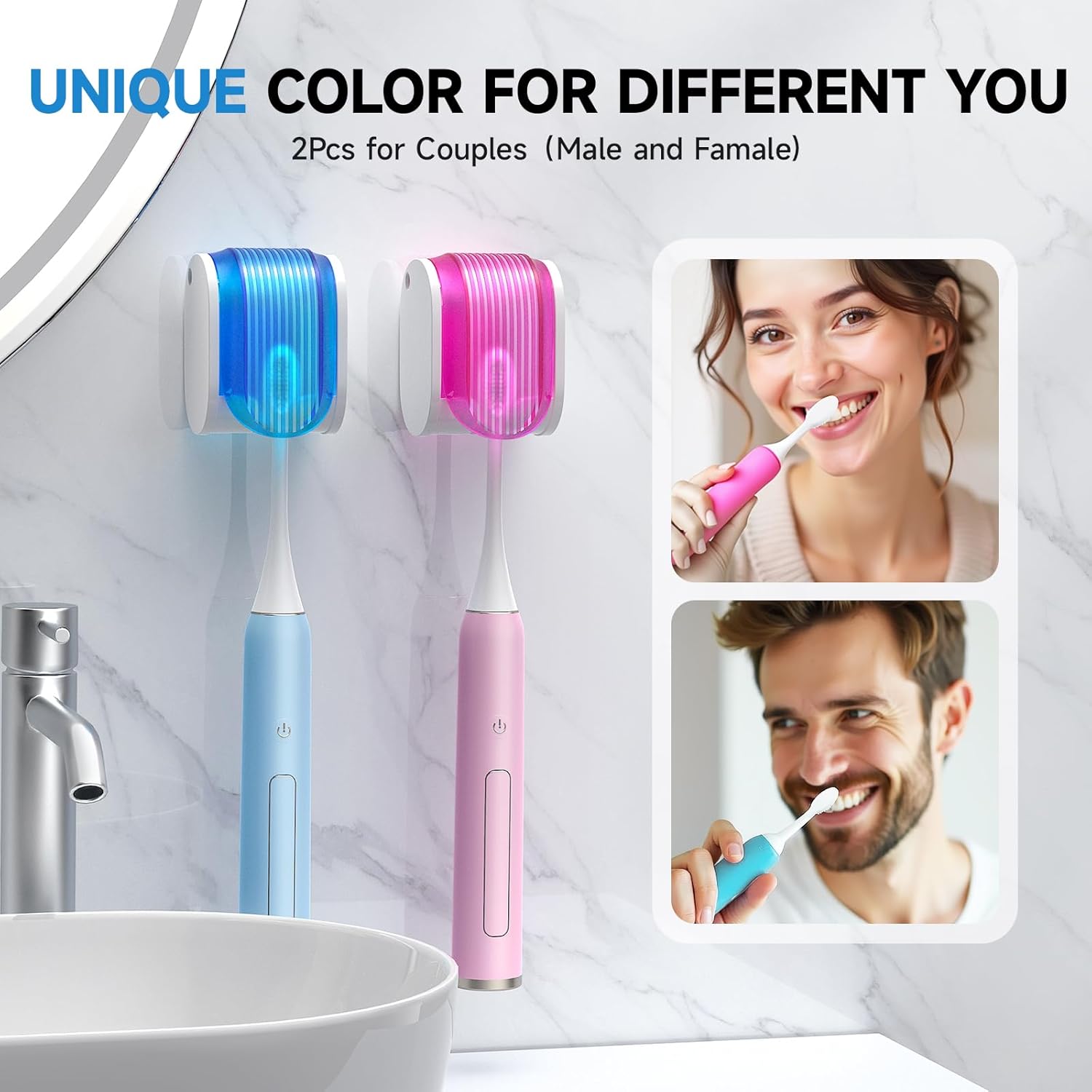 Toothbrush Holders for Bathrooms【Upgrade Single Slot Design】 Toothbrush Holder Wall Mounted with Cover Moisture-Proof and Dust-Proof Toothbrush Storage Organizer for Shower Family and Travel 2PCS