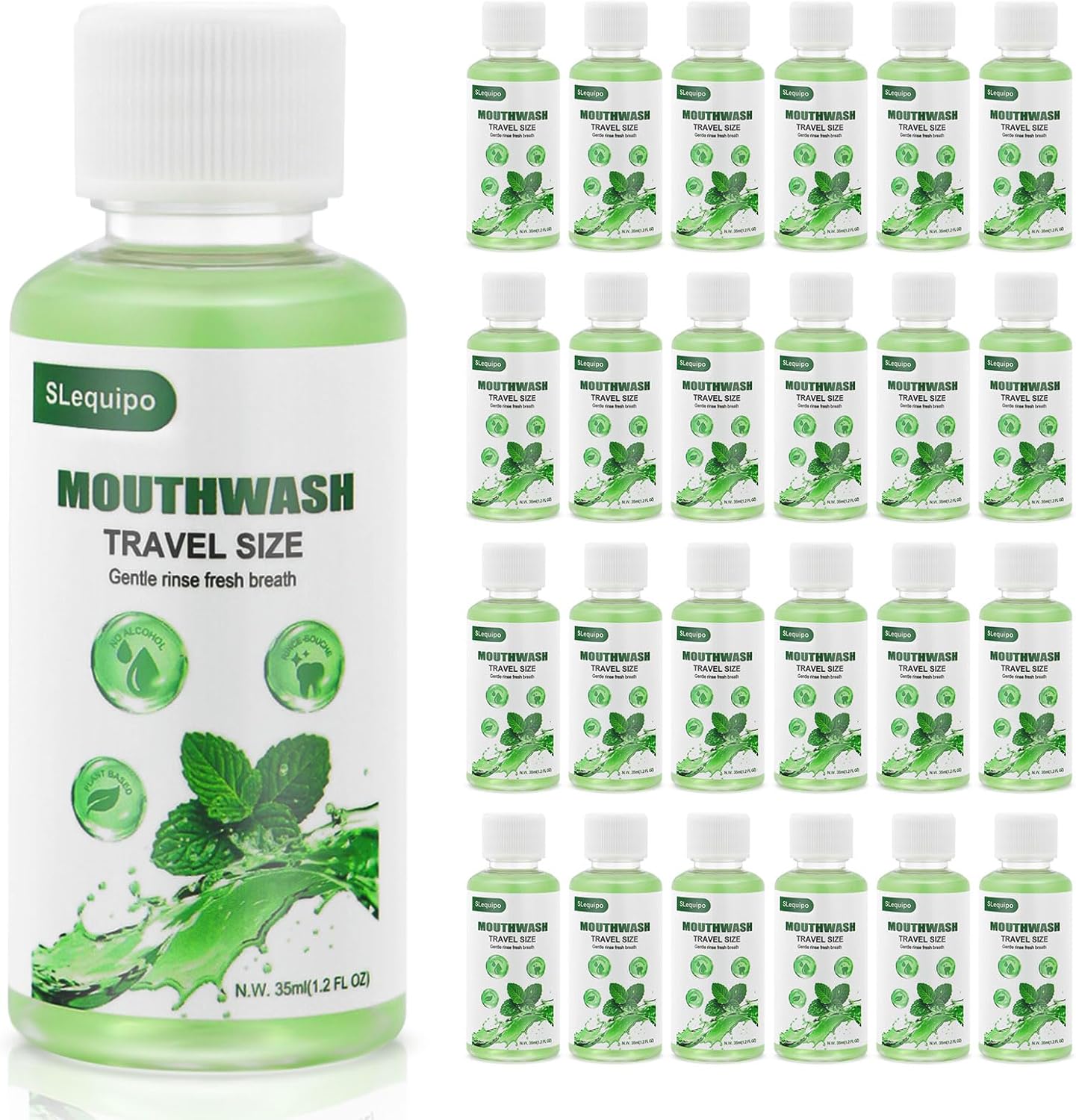 Travel Size Mouthwash Bulk Mini Fresh Mint Portable Mouthwash Individual Bottles 35ml/1.2fl oz for Travel Toiletry Kits (100)