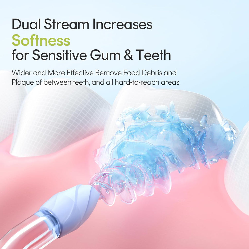 Water Flosser Portable for Travel - Mini Water Flosser with 3 Modes, IPX7 Waterproof, 360° Nozzles, Cordless Water Dental Flosser for Teeth Cleaning Flossing for Adults, Braces & Sensitive Gums