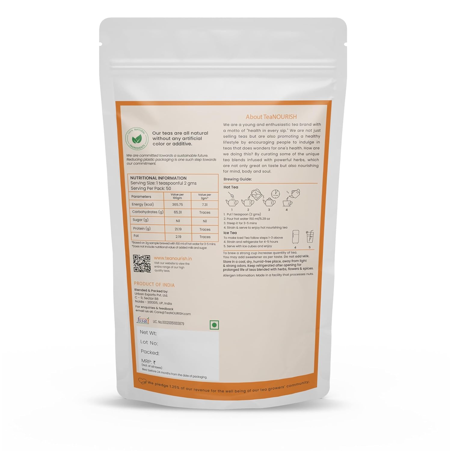 TeaNOURISH Chamomile Mint Green Tea | Darjeeling Loose Leaf Tea | 50 Cups Hot or Iced Tea - 3.53oz/100g