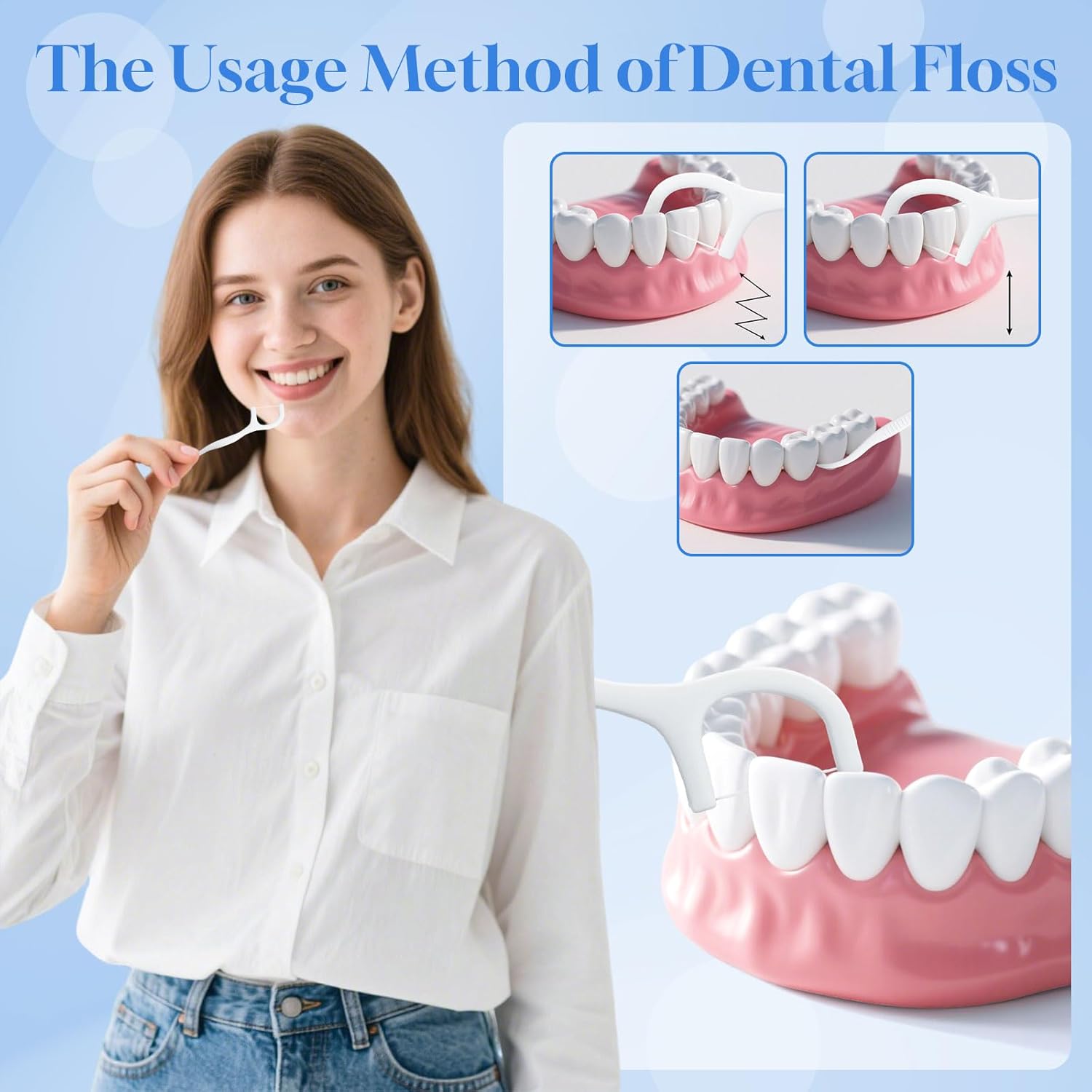 Individually Wrapped Dental Floss Picks Bulk Disposable Flossing Sticks Teeth Cleaning and Oral Care Travel Size Dental Tooth Floss Pack for Hotels, Weddings, Guests & Business Single Use (100 Pack)